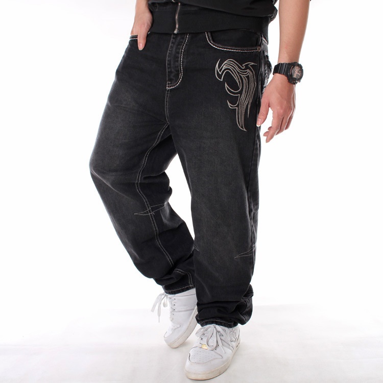 Jeans hip-hop tendance pour homme, style européen et américain, vêtements de danse de rue, pantalon de skate ample délavé, grandes tailles_voghion.com