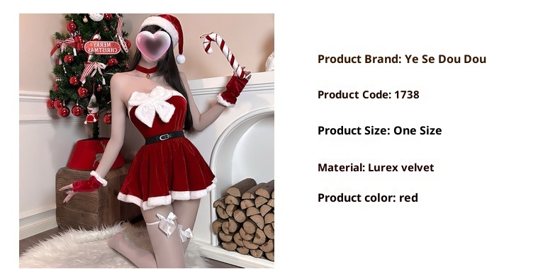 LuvBox Golden Night Lingerie Commerce extérieur transfrontalier européen et américain Tenue de Noël en velours sexy ajourée QQNY Role_voghion.com