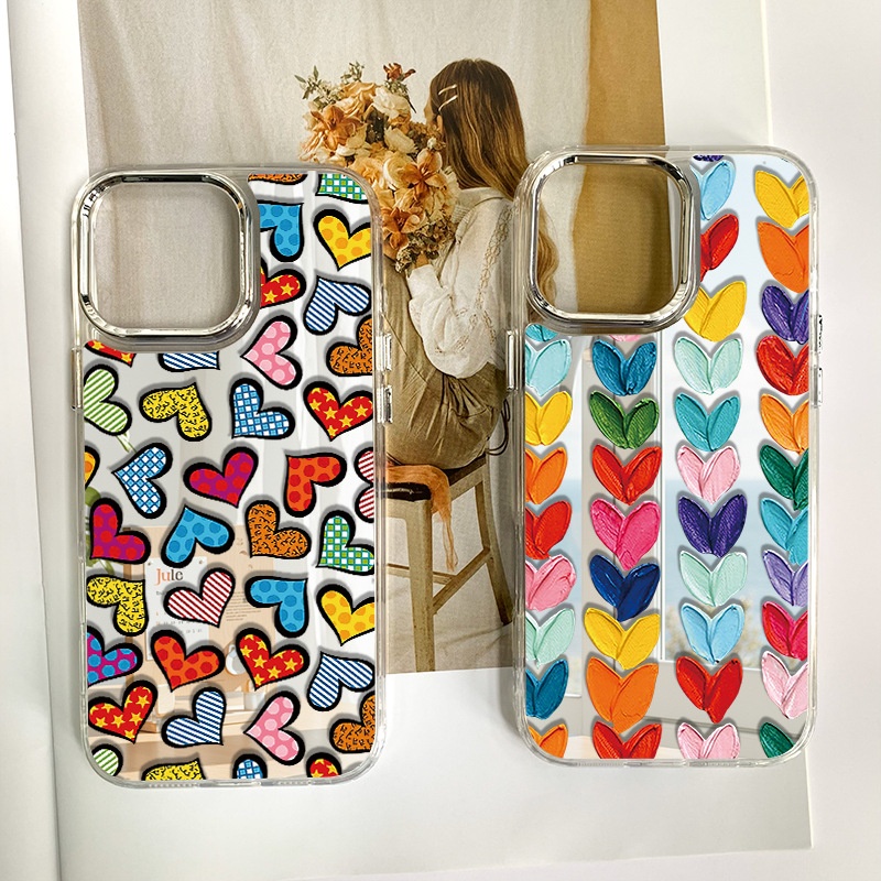 Custodia per telefono compatibile con TechGlobe Ins Heart 15 Mirror Surface 11 14 Pro Makeup 13_voghion.com