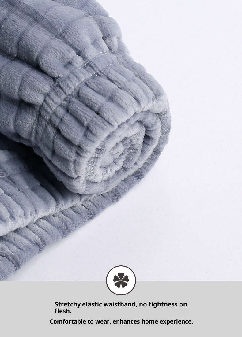 GraceChic GraceChic Xuanliang Factory Direct Coral Homewear Autumn Winter Pullover Round Neck Sleeve Long Pants Island Fleece Couple Pajamas_voghion.com