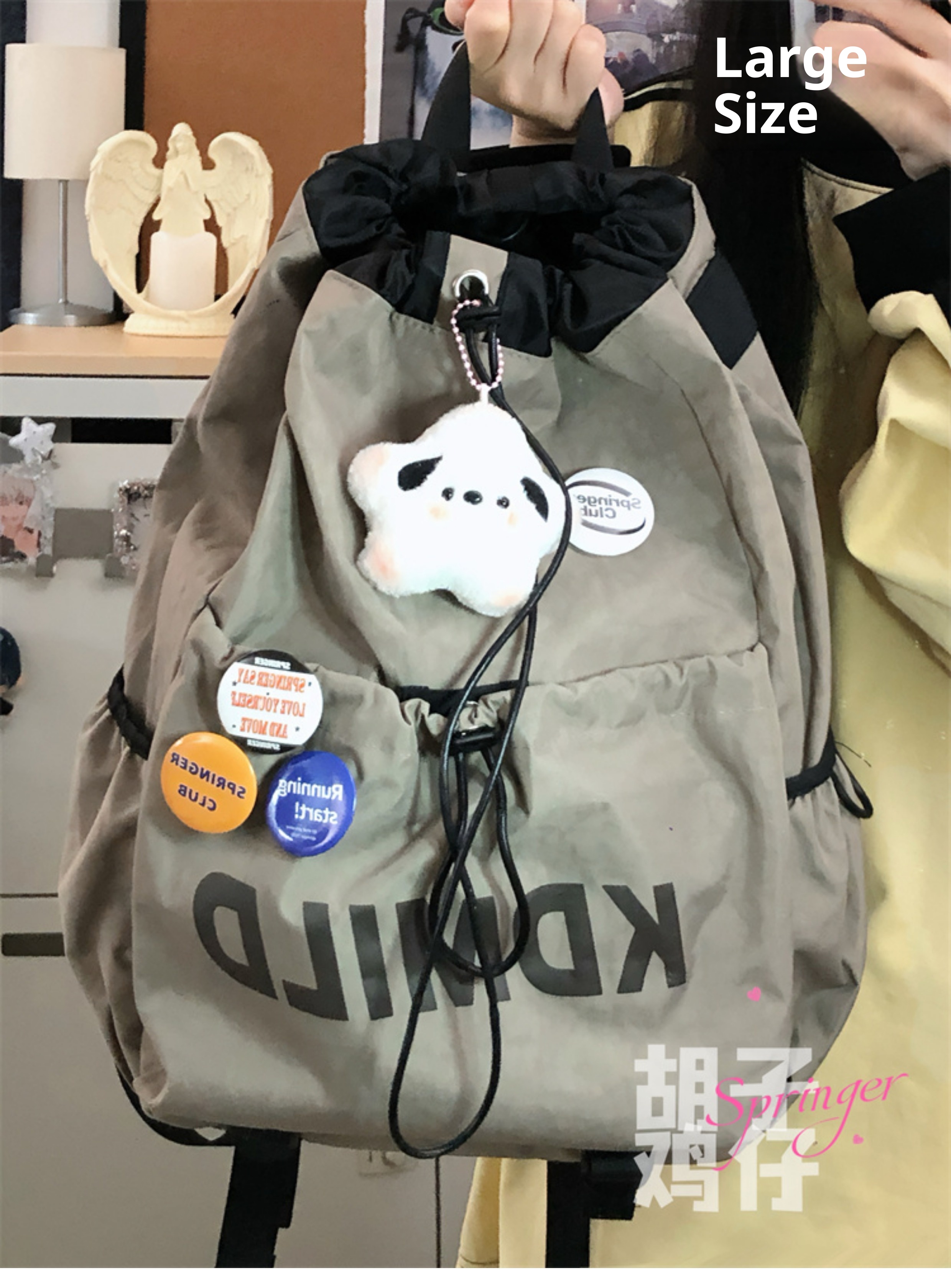 ActiveGo Retro Sports Style Drawstring Men, Lightweight Outdoor Hiking Student School Bag, Large Capacity Backpack For Women_voghion.com