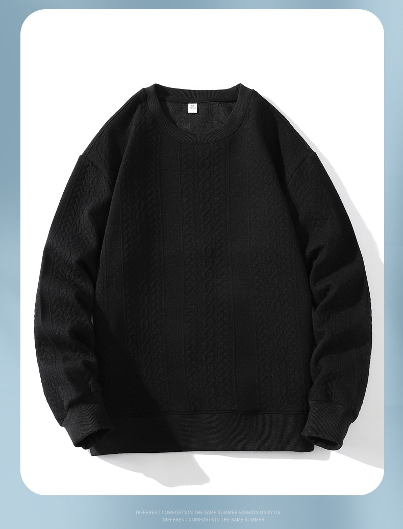 Erkek Sonbahar Kış Yeni Erkek Kore Düz Renk Basit Yuvarlak Yaka Uzun Kollu Sweatshirt Trend Çift İnternet Ünlü_voghion.com