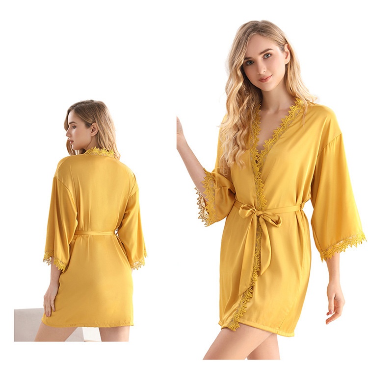 GraceChic GraceChic New European And American Style Ice Silk Women's Loungewear Fashionable Comfortable Loose Plus Size Lace Trim Pajamas_voghion.com