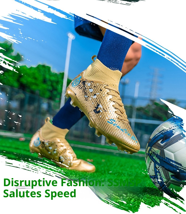 Chaussures de football montantes ShoeGlobe Wow personnalisées, style transfrontalier, en gros, à pointes longues Broken AG pour adultes, enfants et étudiants, style professionnel_voghion.com