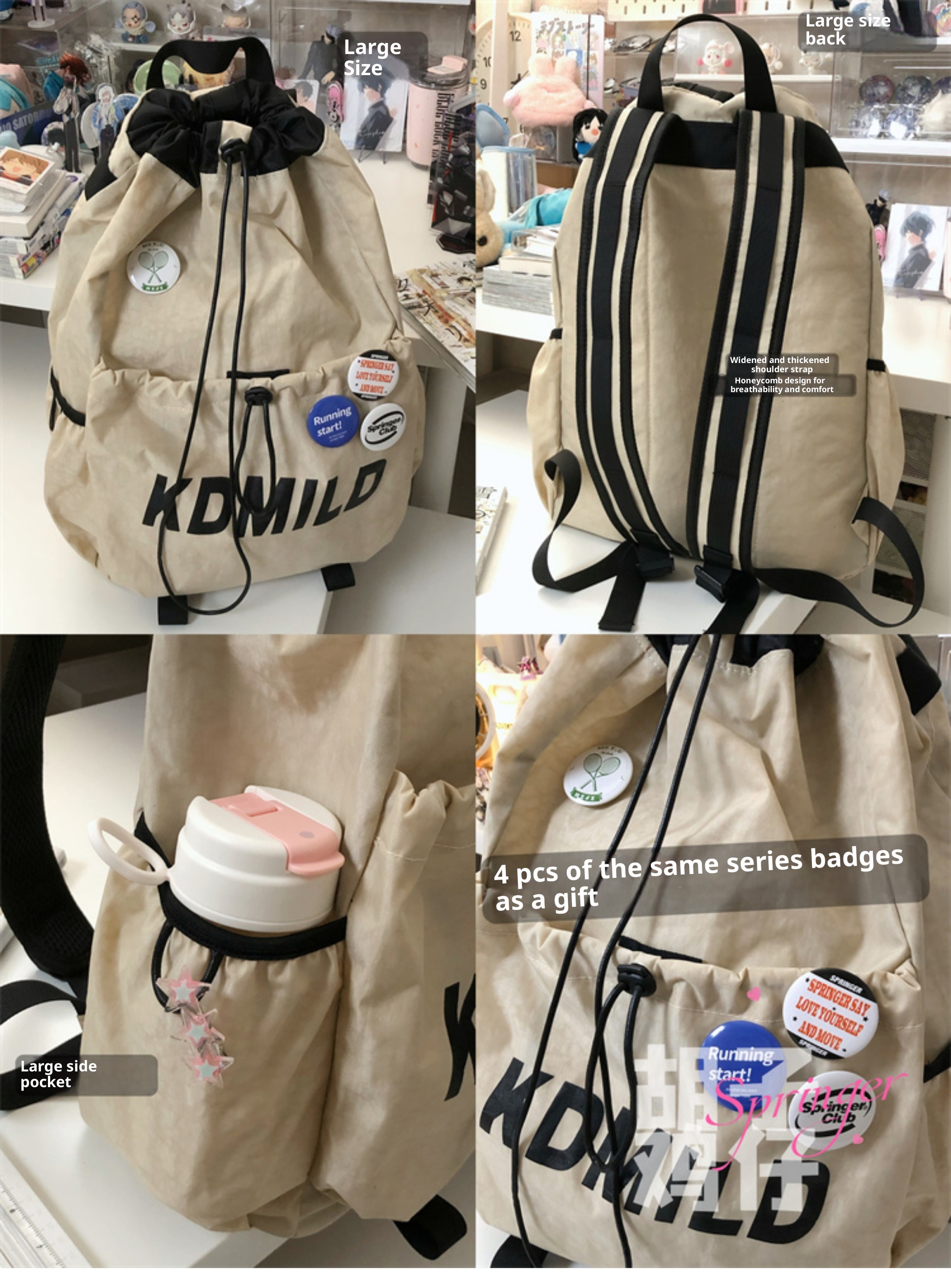 ActiveGo Retro Sports Style Drawstring Men, Lightweight Outdoor Hiking Student School Bag, Large Capacity Backpack For Women_voghion.com