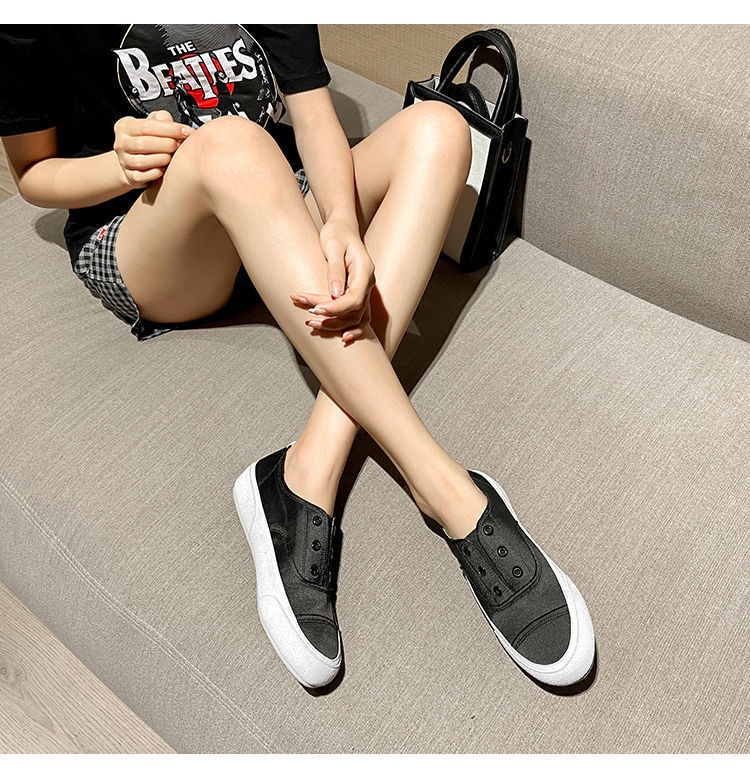 Sneakers bianche in raso di Spanish Niche 2022, nuove scarpe sportive in tela, comode e casual, slip-on per donna_voghion.com