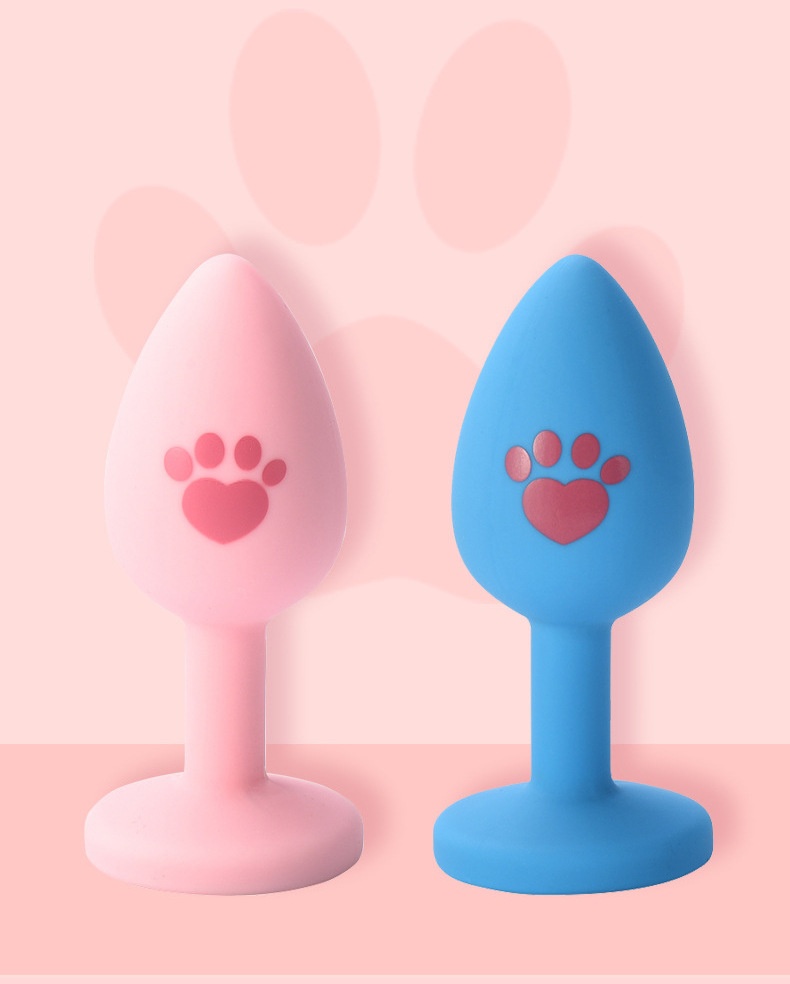 Plug anal détachable en silicone LuvBox en forme de patte de chat avec médaille pour chien à nœud papillon, diamant, clochette, petite taille souple et lumière lumineuse_voghion.com