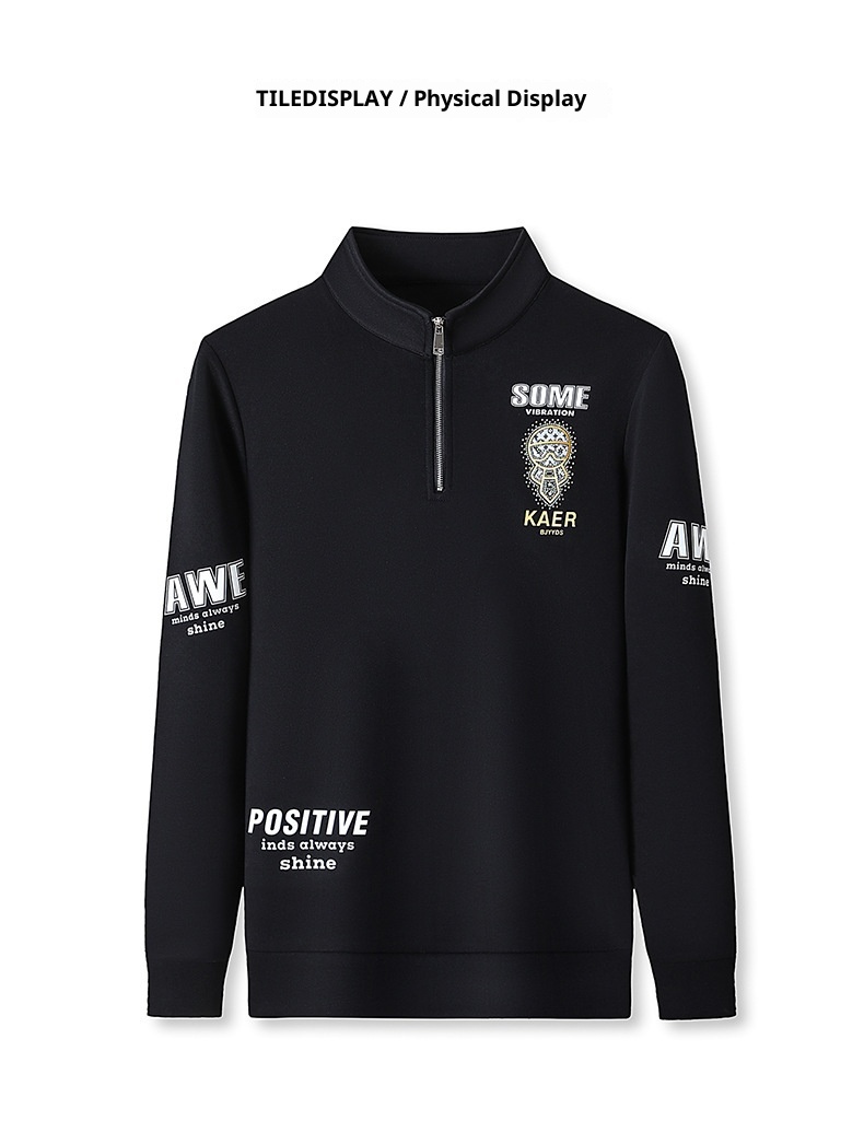 001 Abito casual da uomo di mezza età, a maniche lunghe, primavera e autunno, con mezza cerniera, colletto alla coreana, alla moda, sportivo_voghion.com