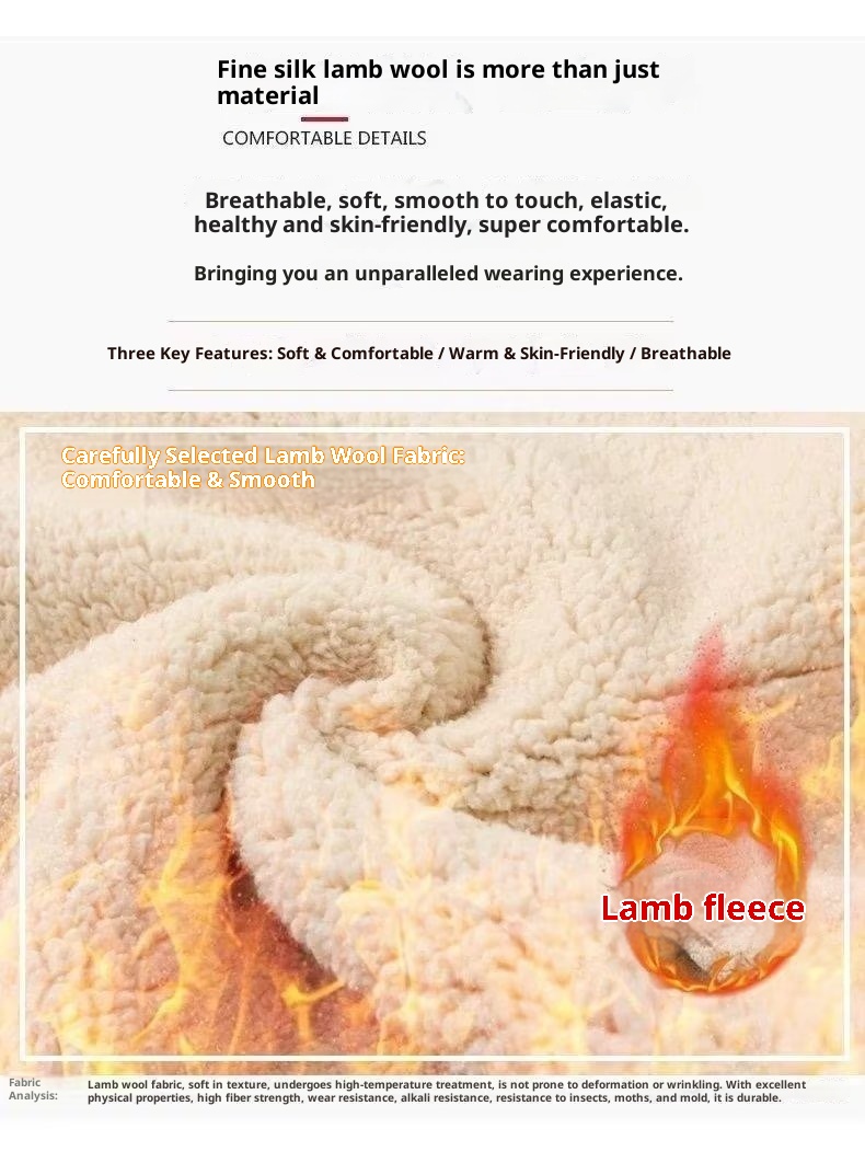 boy Lamb Wool Crew Neck Sweatshirt For Men, Autumn And Winter Thickened Fleece Base Shirt, Solid Color Pullover, Warm Loose_voghion.com