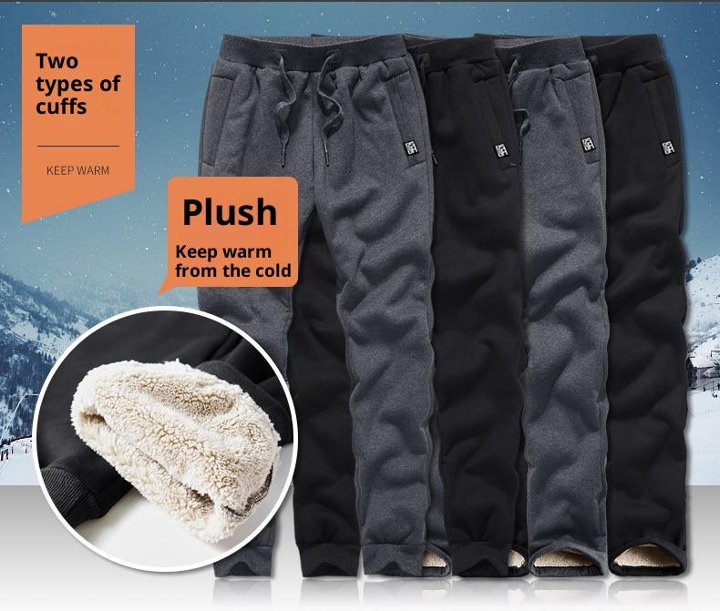 001 Winter New Lamb Wool Zipper Jacket Korean Style Fleece Lined Thickened Warm Men's Plus Size Casual Sports Suit For Men_voghion.com