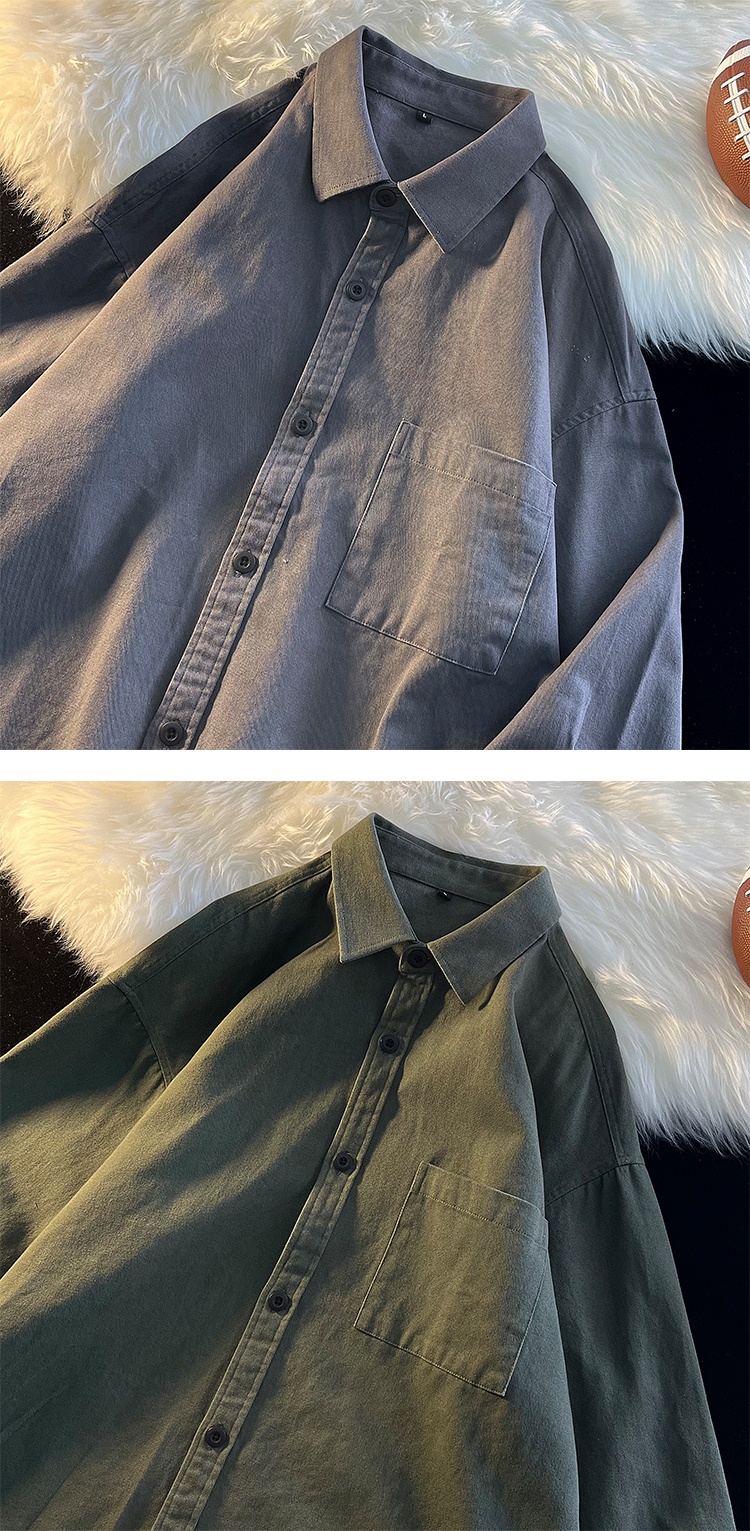 Camicia da uomo in puro cotone a strati casual americano a maniche lunghe, stile giapponese City Boy Base, primavera e autunno ForMen_voghion.com