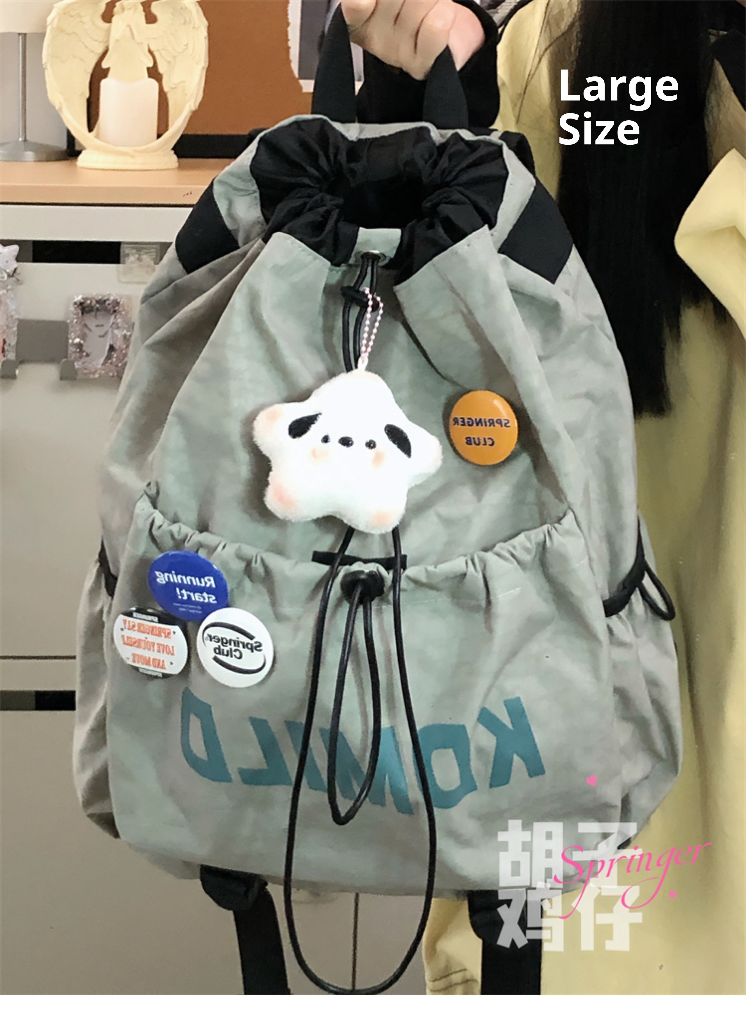 ActiveGo Retro Sports Style Drawstring Men, Lightweight Outdoor Hiking Student School Bag, Large Capacity Backpack For Women_voghion.com