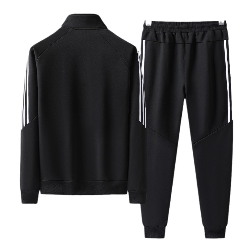 001 2025 Spring And Autumn New Sports Suit Men's School Uniform Jogger Anti-Cotton Jacket Three-Stripe Casual Pants_voghion.com