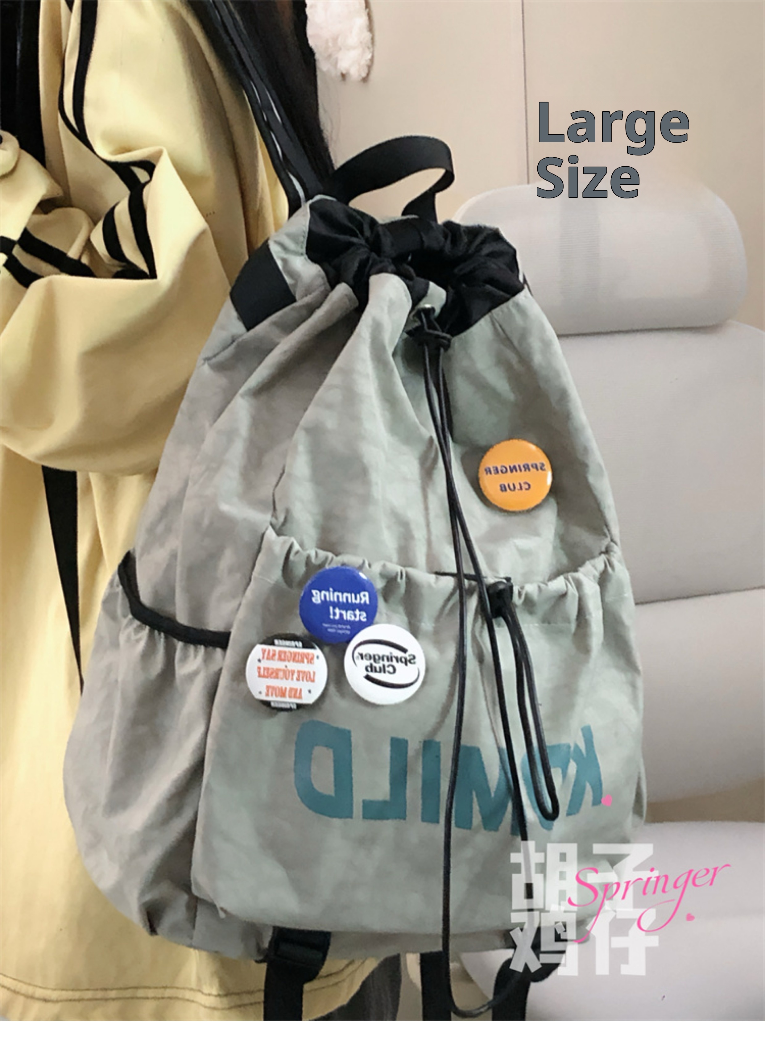 ActiveGo Retro Sports Style Drawstring Men, Lightweight Outdoor Hiking Student School Bag, Large Capacity Backpack For Women_voghion.com