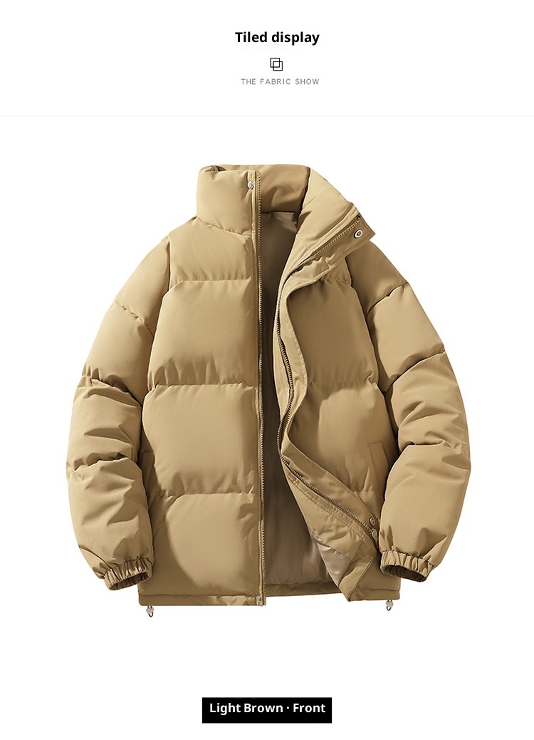 Wintermantel für Damen und Herren mit Stehkragen, Paar-Outfit, dick gefüttert, warm, kurze Daunenjacke aus Baumwolle, Oberbekleidung_voghion.com