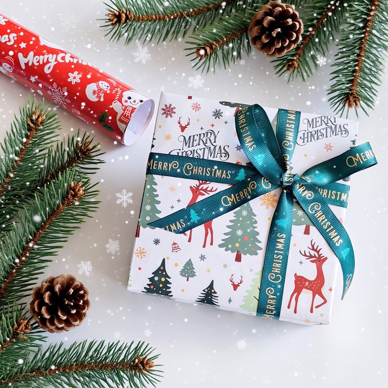 Lillian 80g Carta da regalo stampata natalizia patinata, produttore all'ingrosso, set di vendita calda transfrontaliera_voghion.com