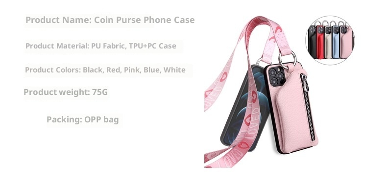 TechGlobe Suitable For IPhone 11 12 Pro Max Coin Purse Mini Phone Leather XS Protective Case With Lanyard_voghion.com