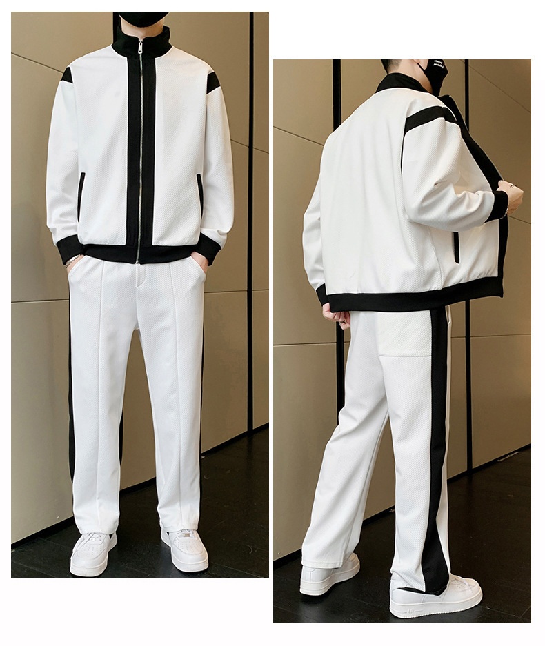 001 Lässiger Sportanzug für Herren, Stehkragenjacke für Frühling und Herbst, modisches Patchwork-Sweatshirt, Sportbekleidung für Jugendliche, Live_voghion.com