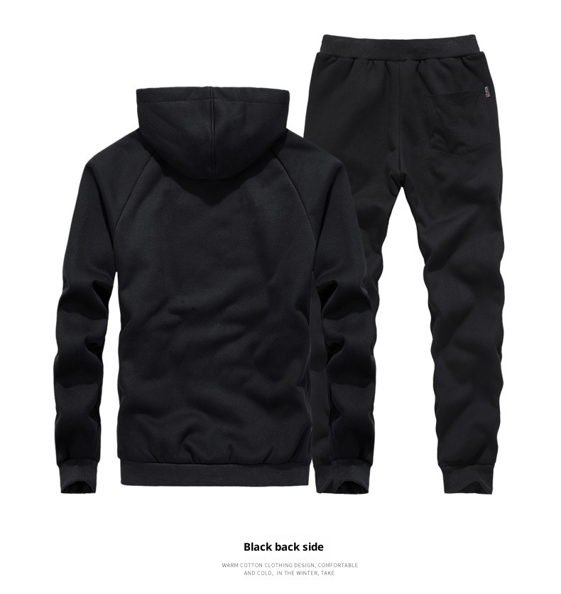 001 Winter New Lamb Wool Zipper Jacket Korean Style Fleece Lined Thickened Warm Men's Plus Size Casual Sports Suit For Men_voghion.com