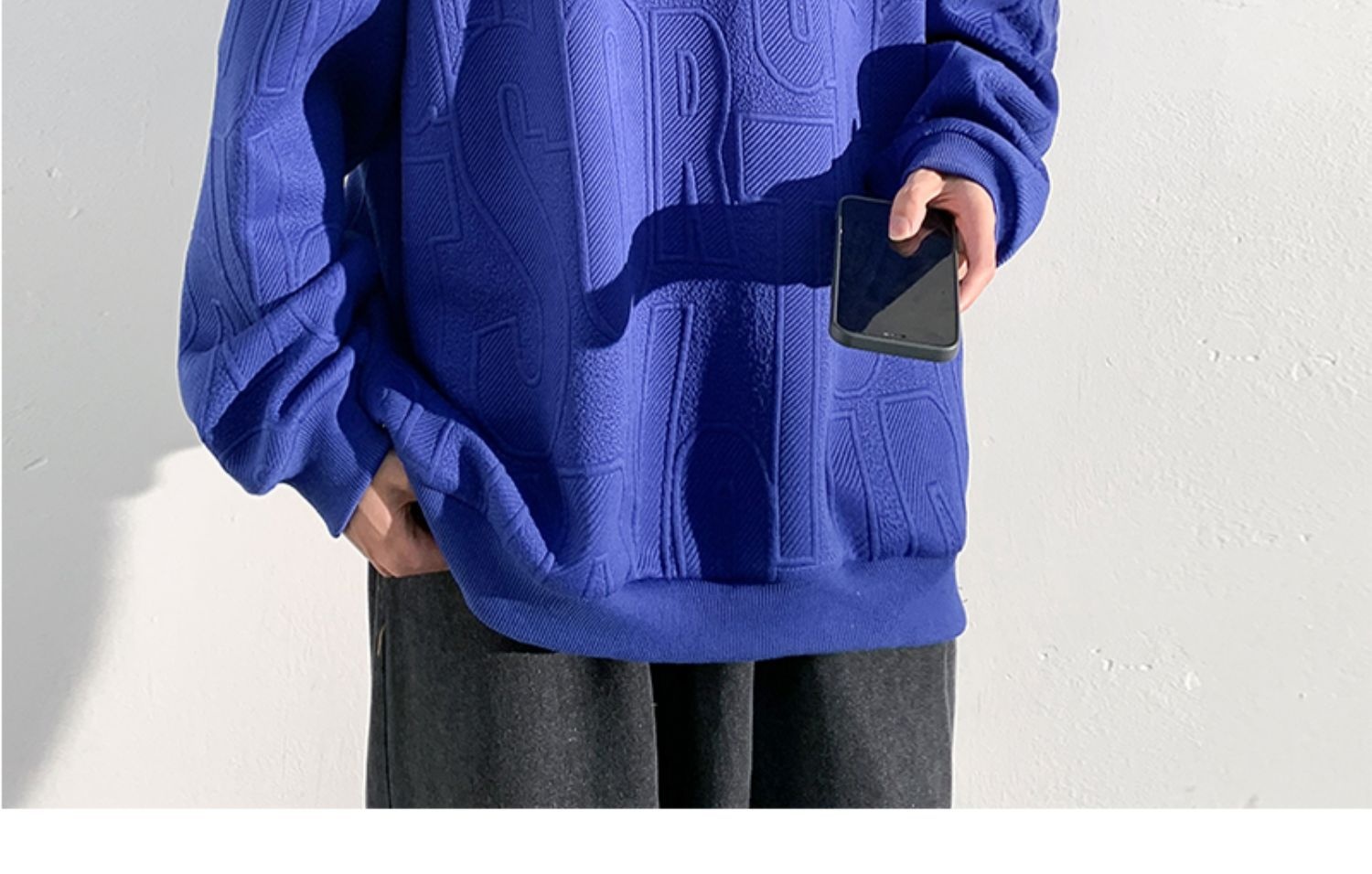 Herren-Jacquard-Sweatshirt, trendige Marke, hochwertiges Funktionsshirt, Oversized-Schnitt, amerikanischer Stil, Rundhalsausschnitt_voghion.com