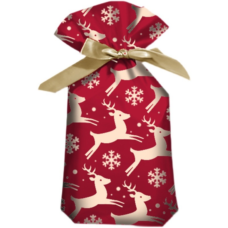 Lillian Cross-Border Large Medium Size Christmas Ribbon Drawstring Candy Small Gift Plastic Packaging Bags_voghion.com