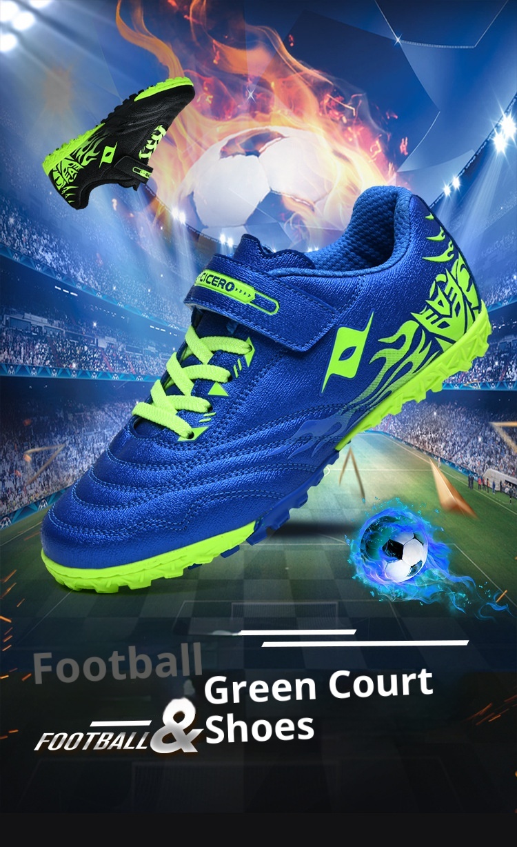 Botas de fútbol ShoeGlobe Cross-Border para jóvenes y niños, con cierre de velcro. Zapatillas deportivas para entrenamiento de fútbol infantil._voghion.com