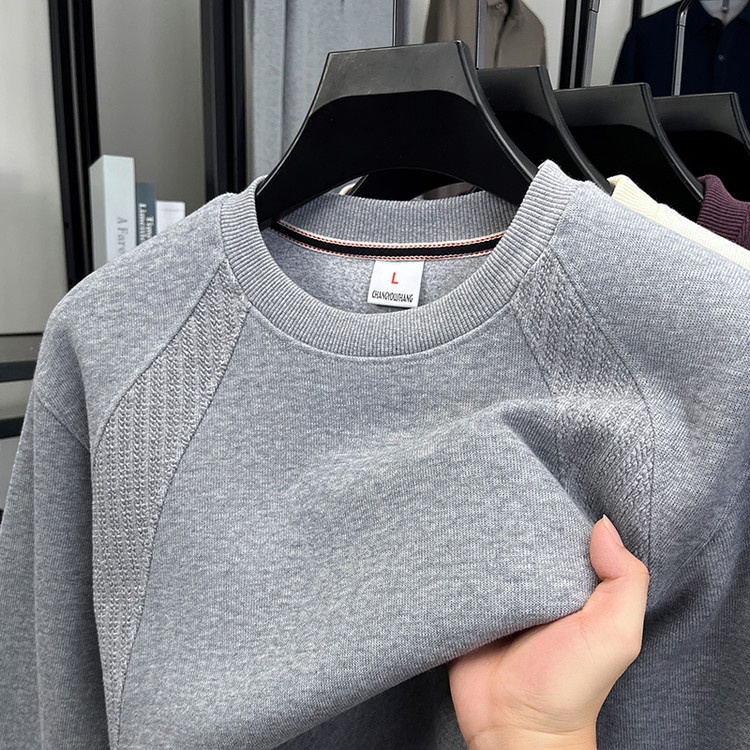 Erkek Çocuk Pamuklu Uzun Kollu Tişört İlkbahar Sonbahar 2025 Yeni Yuvarlak Yaka Sweatshirt İç Giyim Ağır Tabanlı Gömlek Erkek Stili_voghion.com