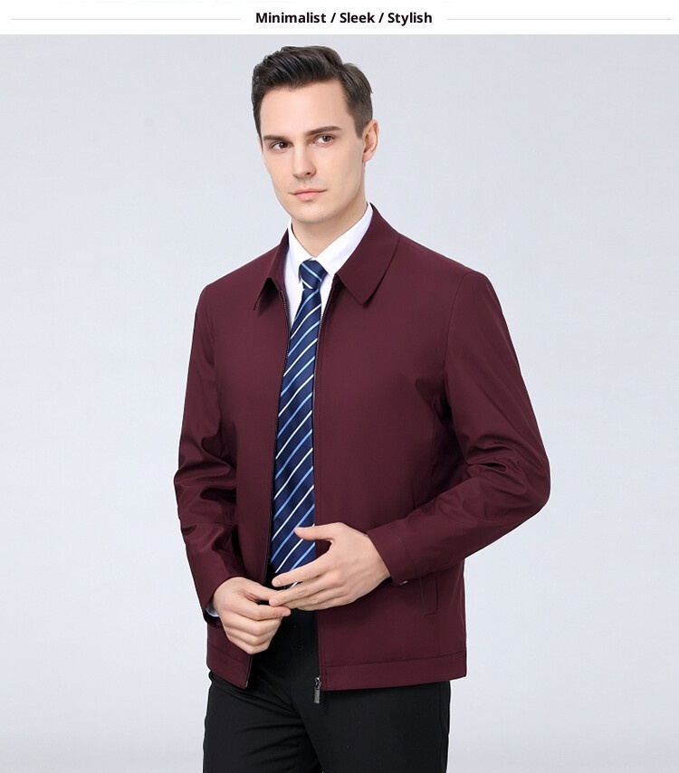1 Giacca da uomo di mezza età di alta qualità, modello da papà, autunno 2025, nuova giacca casual da lavoro, tinta unita, con cerniera, da uomo_voghion.com