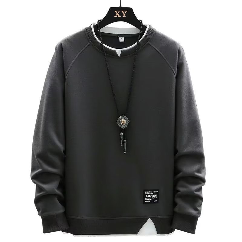 boy Spring And Autumn Sweatshirt For Men, Ins Trendy Brand, Loose Round Neck T-Shirt, Two-Piece Long Sleeve Clothing,_voghion.com