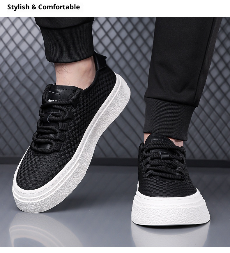Zees Zees Ou Ruofeng New Breathable Woven Sneakers Versatile Casual Canvas Fashion Mesh Trendy Thick Sole Height Increasing Men's_voghion.com