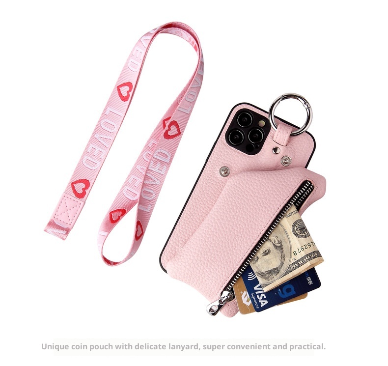 TechGlobe Suitable For IPhone 11 12 Pro Max Coin Purse Mini Phone Leather XS Protective Case With Lanyard_voghion.com