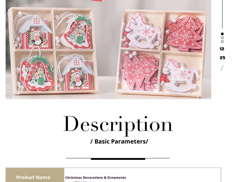 Lillian Decorations Kreativer Weihnachtsbaum Rentier Kleines Geschenk Exquisite Holzbox Bemalte Hängeornamente_voghion.com