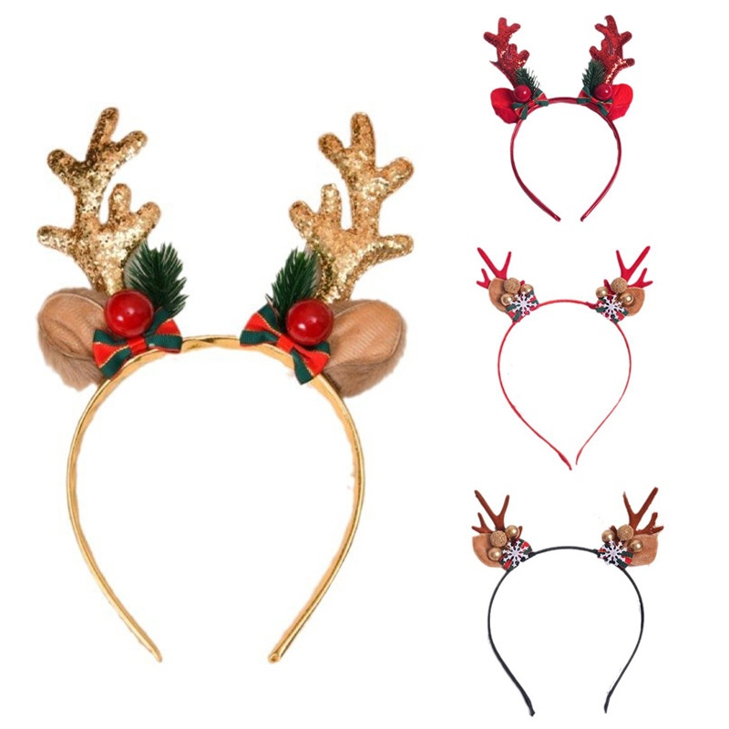 Lillian Cute Reindeer Antlers Five-Star Children's Christmas Headband Accessories Hair Clips Decorations_voghion.com