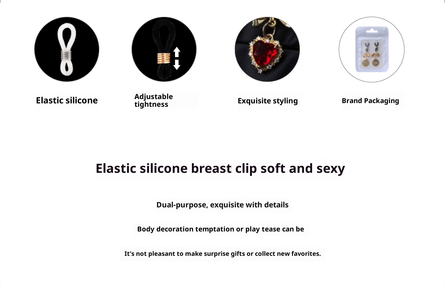 LuvBox Piglet SM Flirt Orgasme Punition en extérieur Élastique Élastique Pinces à tétons réglables Bondage Torture des seins pour adultes_voghion.com