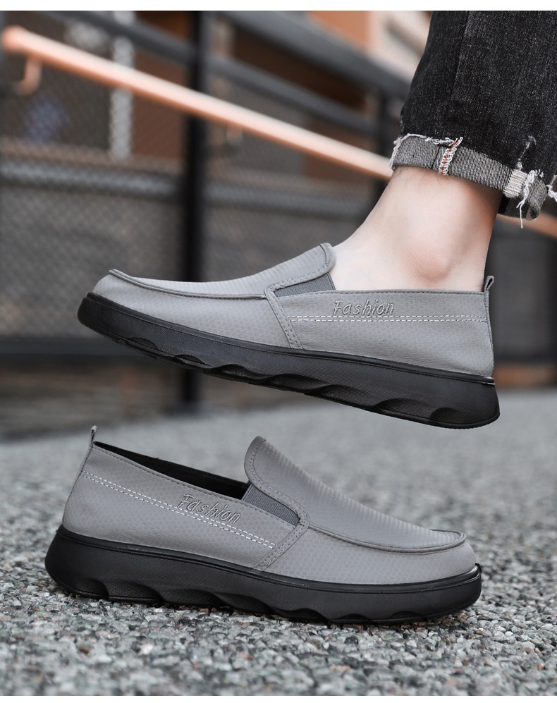 Zees Zees New Versatile Canvas Polyurethane Ultra-light Soft Sole Casual Slip-on Men's Single Shoes_voghion.com