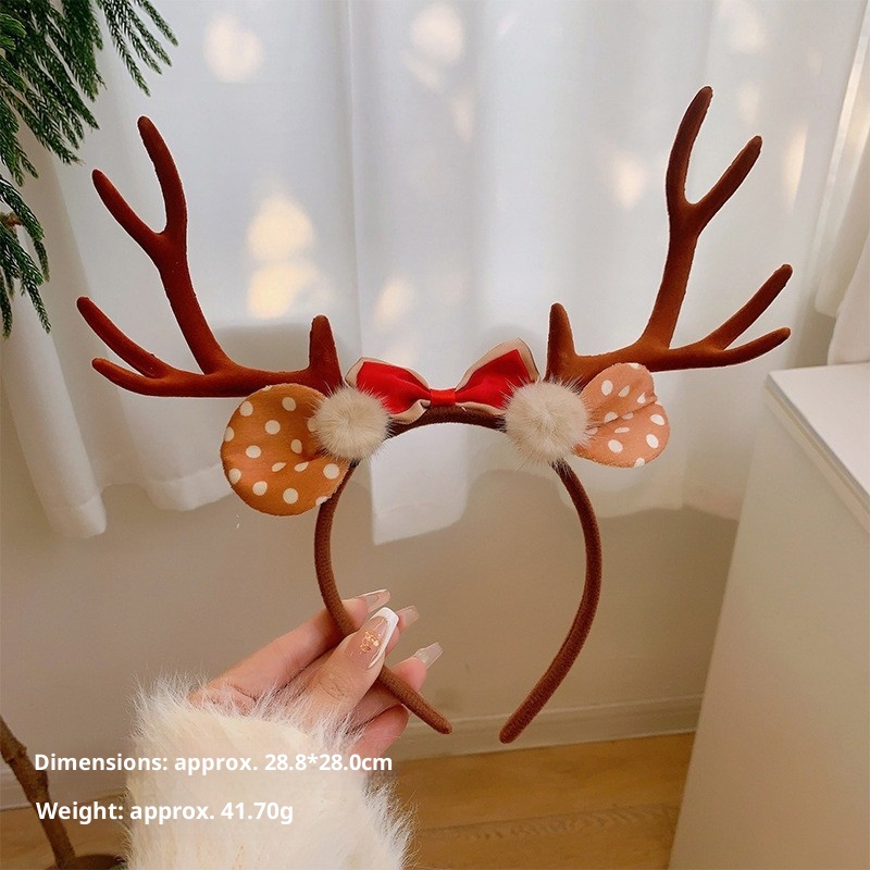 Lillian Cross-Border In-Stock Christmas Reindeer Headwear Forest Style Children's Performance Easter Antler Halloween Headband_voghion.com