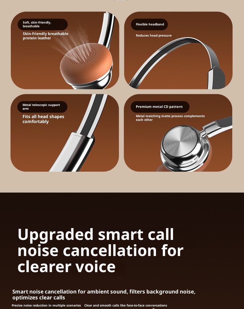 3c New Cross-Border CR-20 Retro Fashion Melard Metal Bluetooth 5.4 Over-Ear Headphones Ultra-Long Battery Life_voghion.com