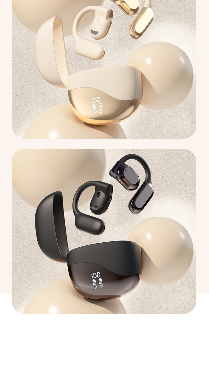 3c AI Translation Bluetooth Earbuds Bone Conduction Non-In-Ear Battery Display Long-Wear Comfortable Gaming Low_voghion.com