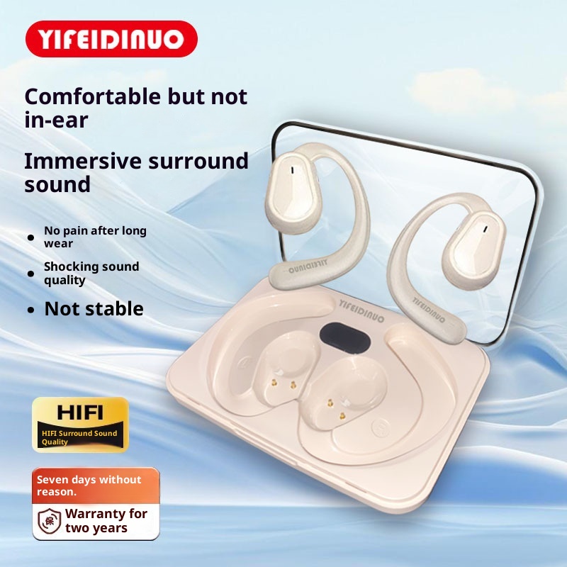 3c Ows Bluetooth Earphones Digital Display Bone Conduction Wireless Open Ear Clip-on Large Sports Running Long Battery Life_voghion.com