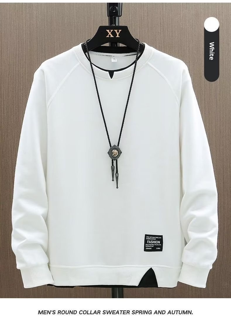 boy Spring And Autumn Sweatshirt For Men, Ins Trendy Brand, Loose Round Neck T-Shirt, Two-Piece Long Sleeve Clothing,_voghion.com