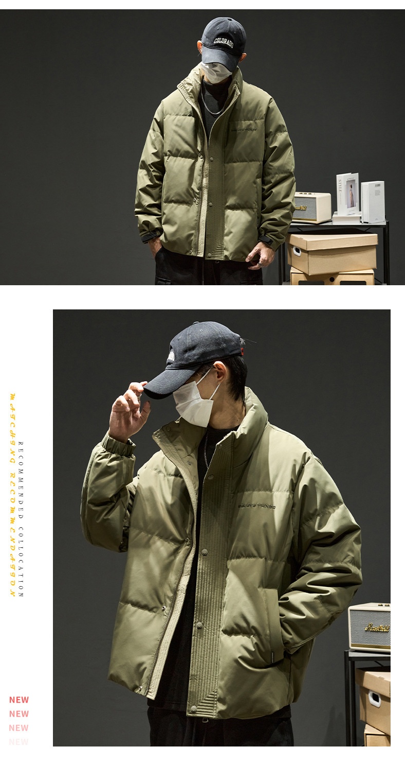 Jungen 2024 Neuer Stehkragen Warmer Dicker Mantel Winter Daunenjacke Herrenmode_voghion.com