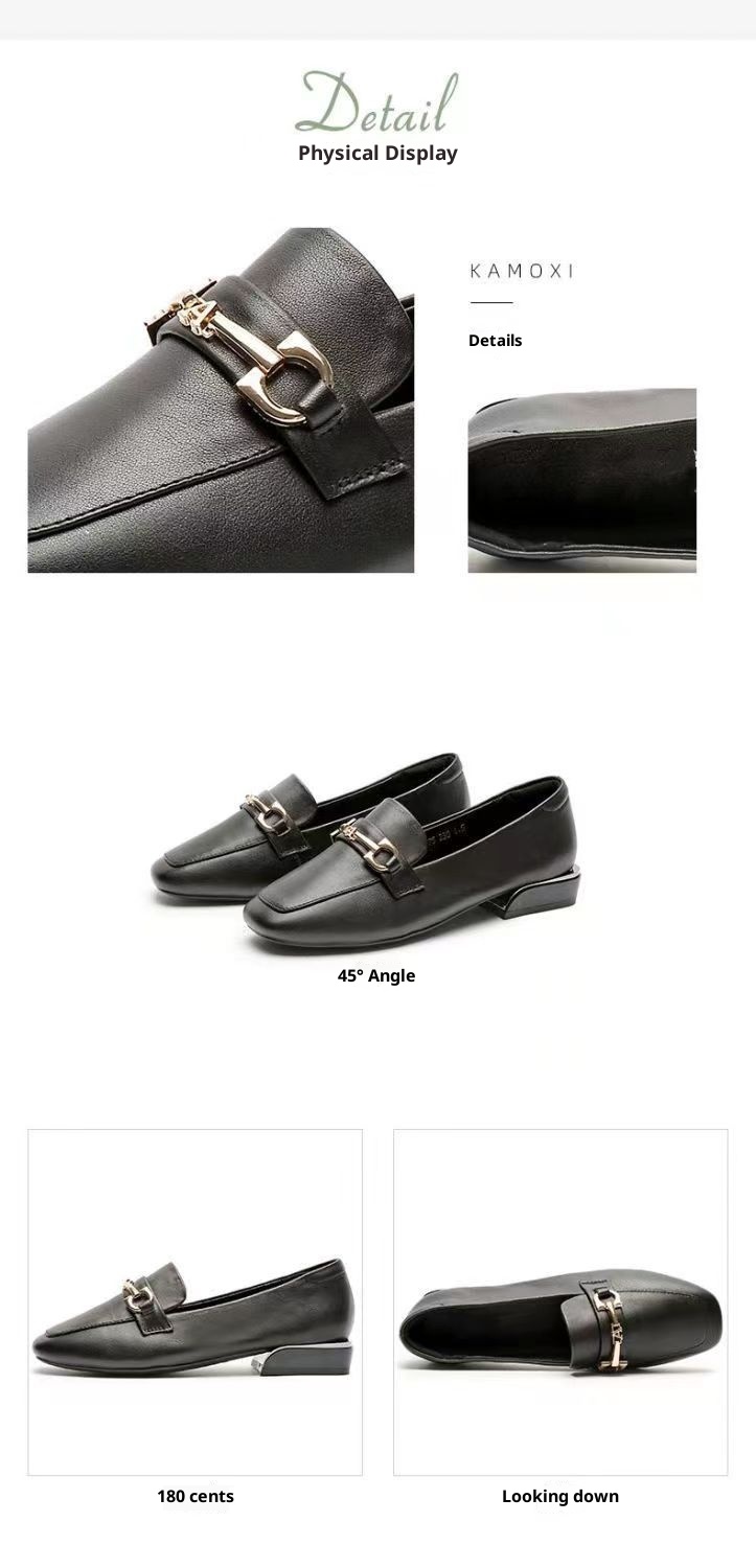 Women's Soft Sole Flat Thick 2025 Spring Autumn New Low Heel Leather Shoes British Style Comfortable Loafers_voghion.com