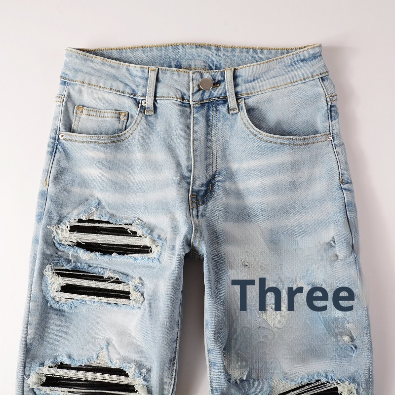 boy European And American High Street Men's Patch Handmade Ripped Slim Fit Skinny Jeans 1307_voghion.com