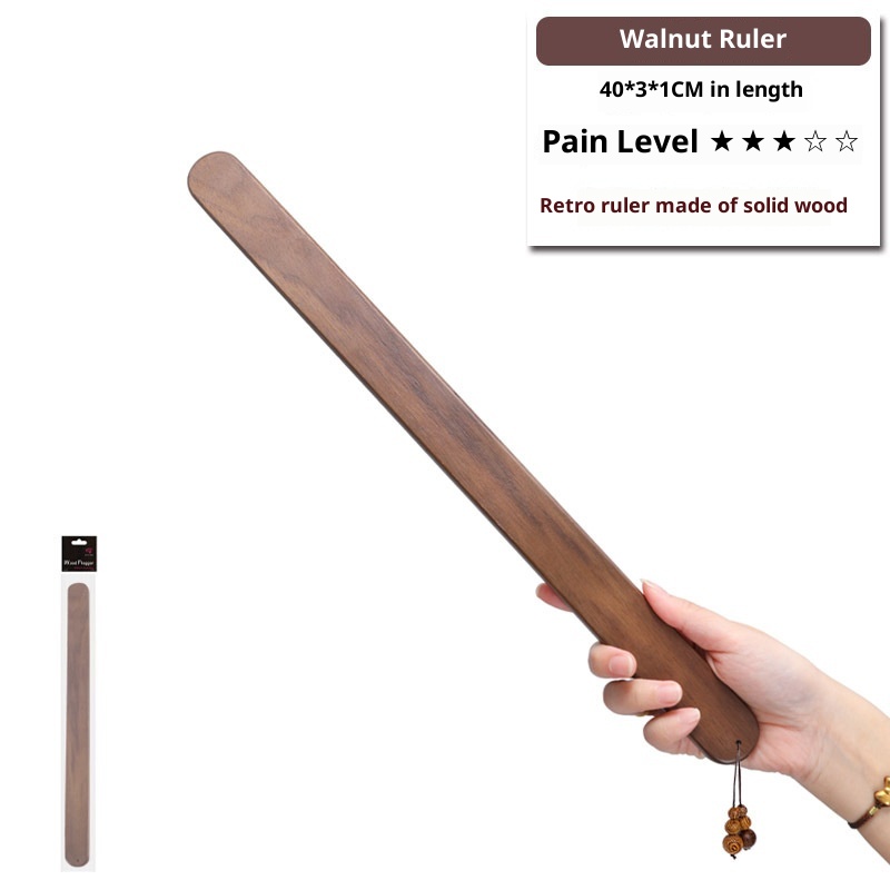 LuvBox Sexy Solid Walnut Wood Square Patting Ruler Long Teaching Whip SP Tool Punishment Training Prop SM Set_voghion.com