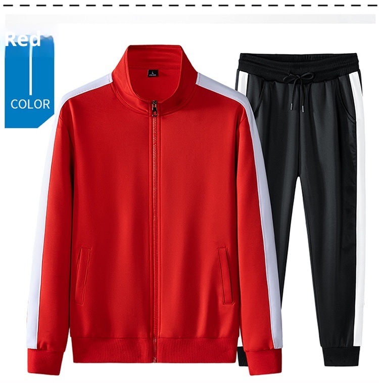 001 2024 Felpa cardigan casual primavera e autunno, due pezzi, set sportivo da uomo in stile coreano, collo alto, top largo_voghion.com