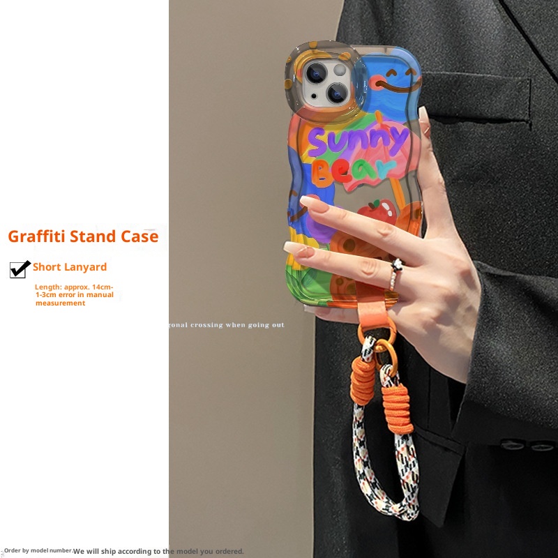TechGlobe Graffiti Bären-Umhängegurt, kompatibel mit 14"-Handyhüllen von Oppo, Huawei, Vivo und Xiaomi, 15"-Handyhülle mit Dual-Standfunktion und 17"-Pro-Handyhülle._voghion.com