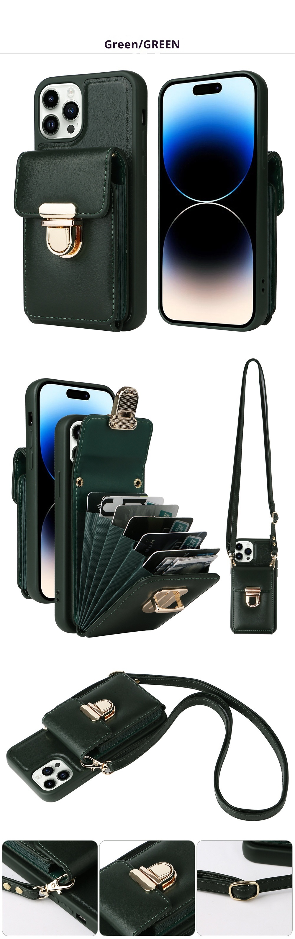 TechGlobe compatibile con 13 Full Coverage Pro Max Crossbody 14 Antiurto Stile giapponese e coreano 12 Slot per schede iPhone 8P_voghion.com
