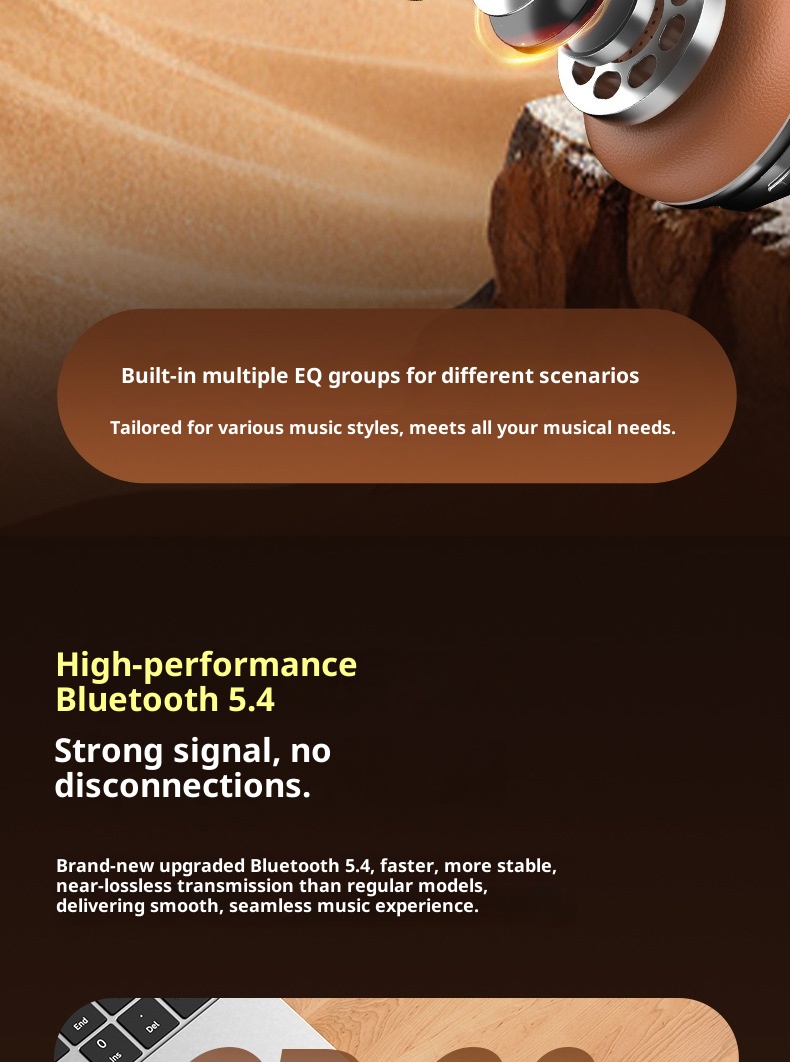 3c New Cross-Border CR-20 Retro Fashion Melard Metal Bluetooth 5.4 Over-Ear Headphones Ultra-Long Battery Life_voghion.com