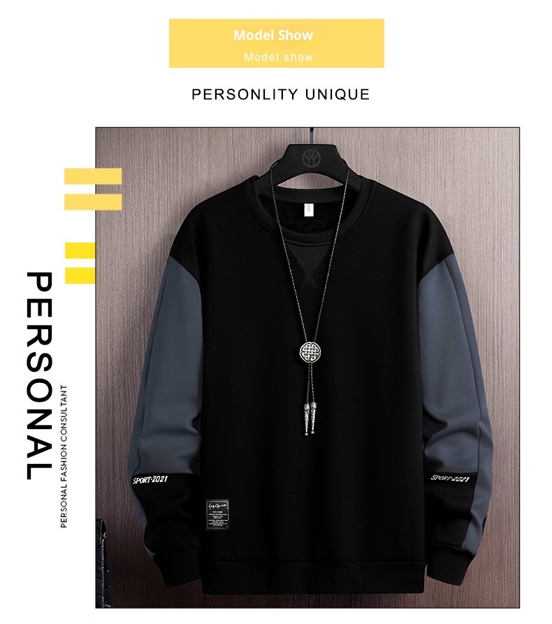 boy 2025 Spring Autumn Base Shirt Crew Neck Sweatshirt New Korean Version Loose Long Sleeve T-Shirt Men's_voghion.com