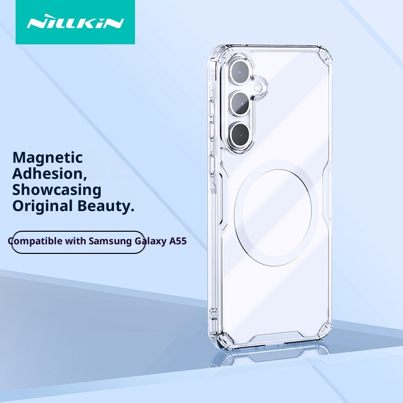 Étui de téléphone TechGlobe Nillkin compatible avec Samsung Galaxy A55 Aibag Transpaent magnétique souple avec protection contre les chocs_voghion.com